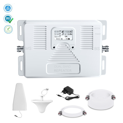 De dubbele Repeater van het de Telefoonsignaal van de band1800mhz 2100MHz Hulpversterker 2G 3G 4G Mobiele